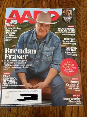 AARP Magazine - Feb/March 2026 - Brendan Fraser - NEVER READ!   health magazines